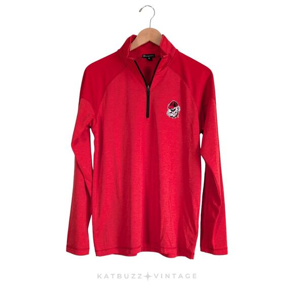 University Of Georgia Bulldogs 1/4 Zip Shirt M Red Uga Football Mascot Embroider - Picture 2 of 10